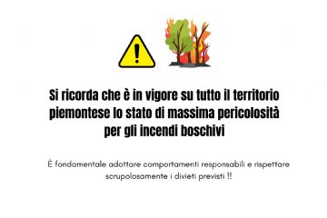 Stato di massima pericolosità per incendi boschivi